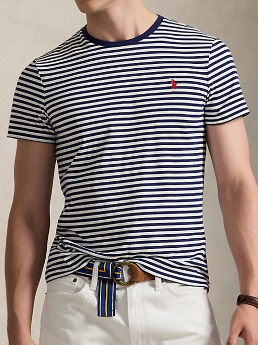 Polo Ralph Lauren Navy White Striped Short Sleeve Tee nautical coastal XL